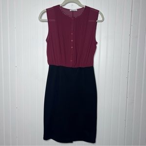 Eco Dress Two Tone Color Block Pleated Sleeveless Dress Size Medium